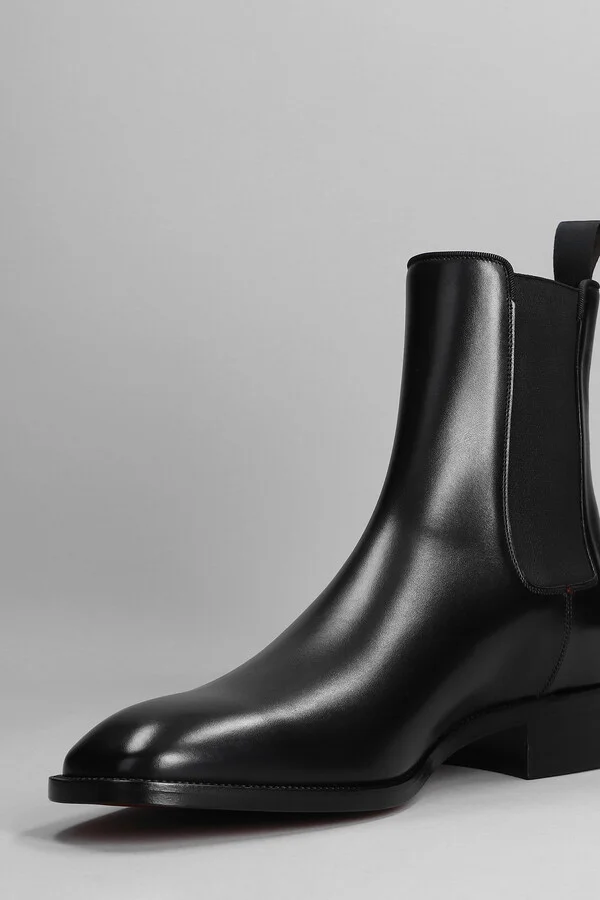 Samson Flat Ankle Boots In Black Leather - Image 5