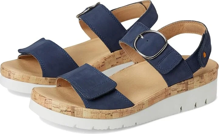 Samuel Hubbard Portola Two-Strap Women's Sandals Blue Nubuck : 8.5 C - Wide, Leather