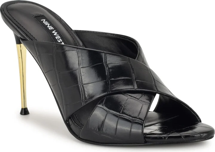 Sancie Croc Embossed Stiletto Sandal