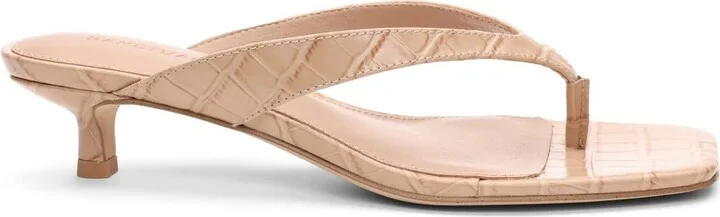 Sanctuary Women's Ease Leather Kitten Heel Thong Slip-On Dress Sandals