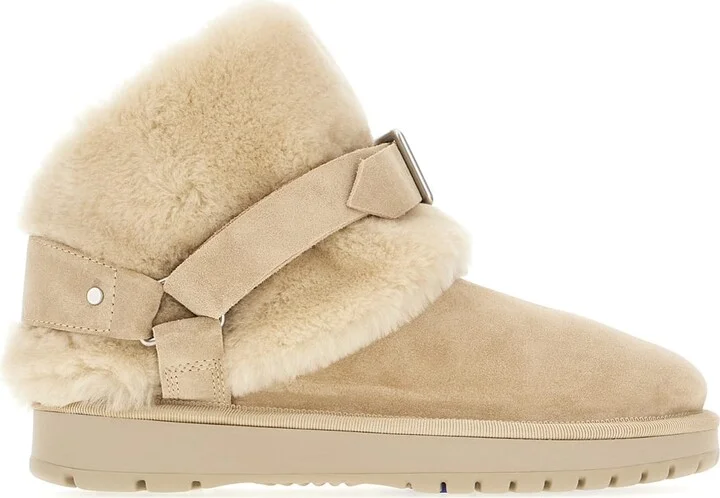 Sand Suede Chubby Ankle Boots