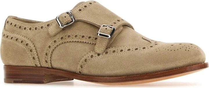 Sand Suede Monk Strap Shoes - Image 2