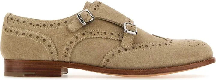 Sand Suede Monk Strap Shoes