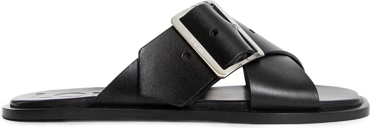 Sandalo piatto Petal Belt in pelle di vitello conciata al vegetale