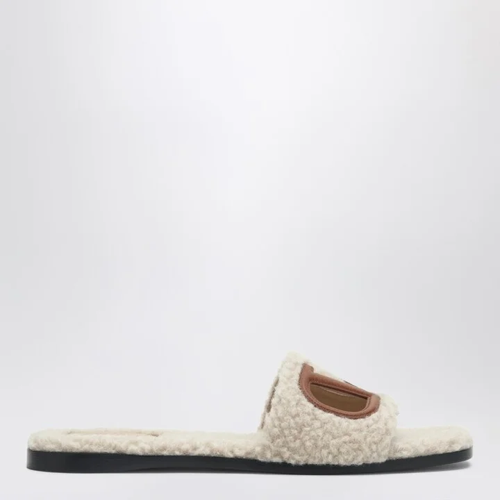 Sandalo Slide Vlogo Cut-out in shearling