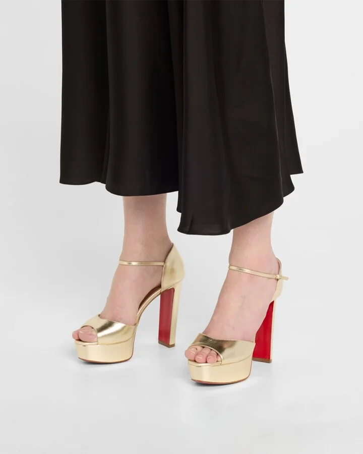 Sandaloo Metallic Red Sole Platform Sandals - Image 2