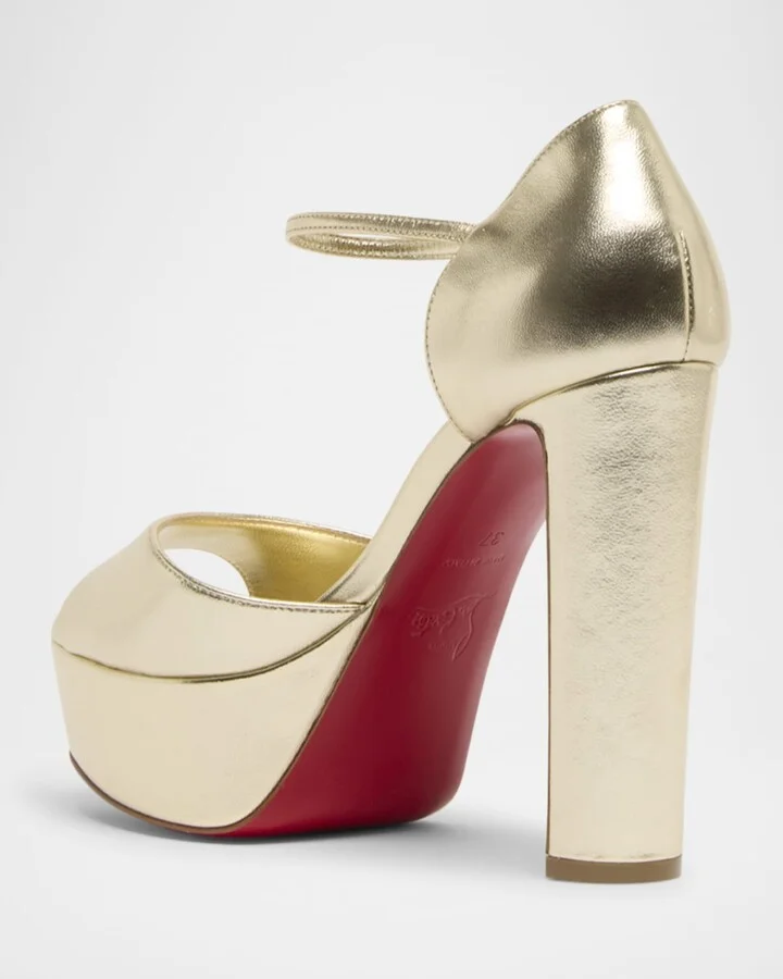 Sandaloo Metallic Red Sole Platform Sandals - Image 3