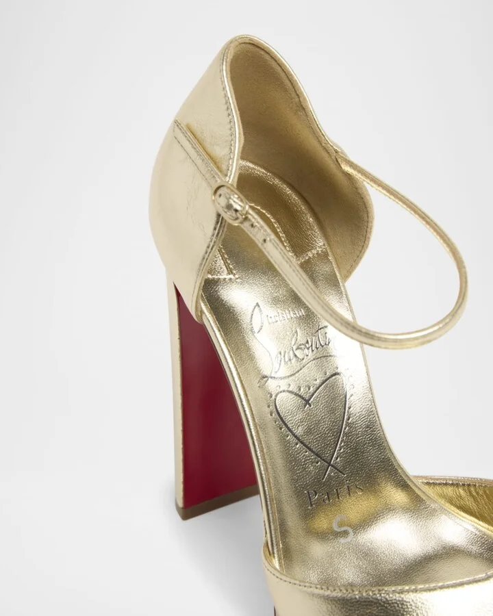 Sandaloo Metallic Red Sole Platform Sandals - Image 10
