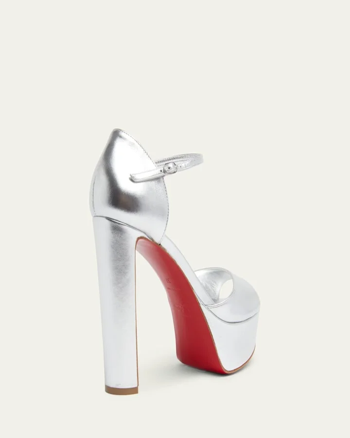 Sandaloo Metallic Red Sole Platform Sandals - Image 2
