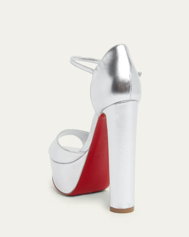 Sandaloo Metallic Red Sole Platform Sandals - Image 3