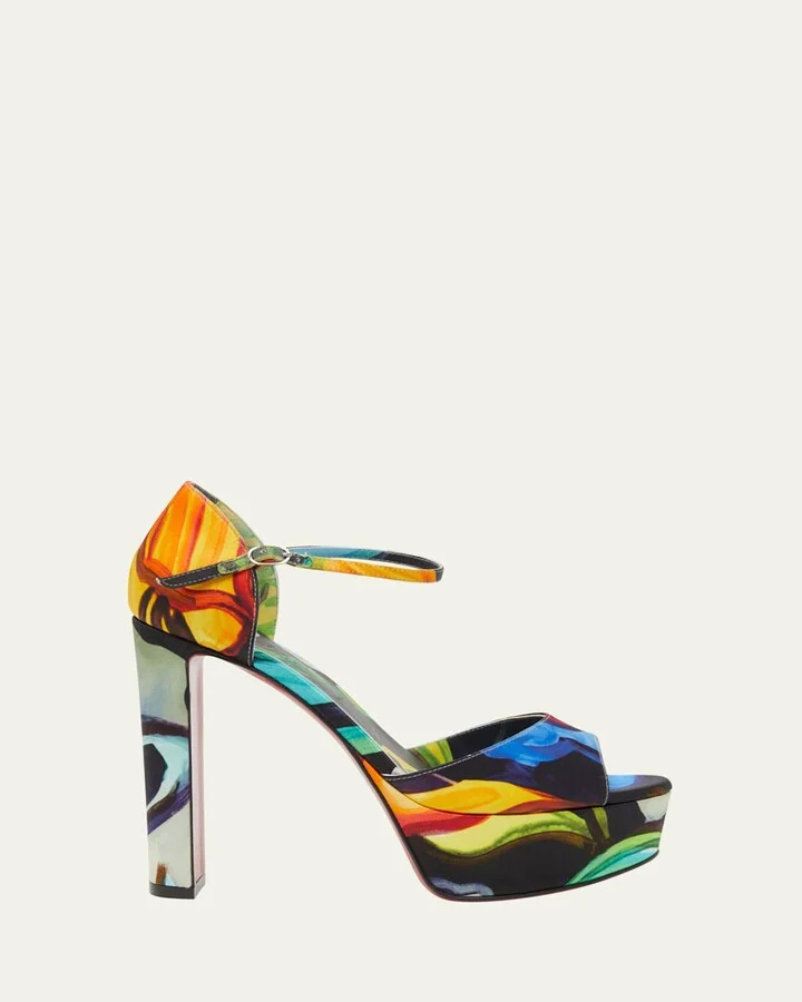 Sandaloo Multi Red Sole Platform Sandals