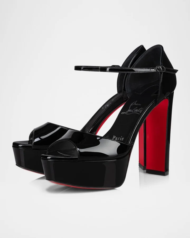 Sandaloo Patent Red Sole Platform Sandals - Image 9