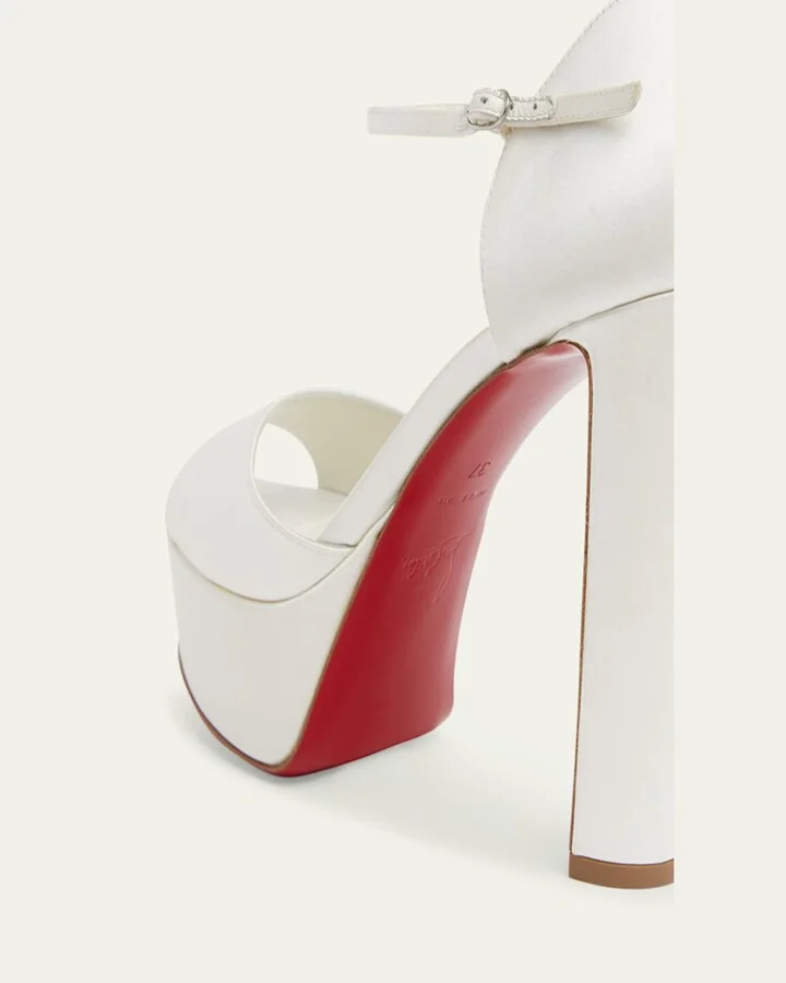 Sandaloo Silk Ankle-Strap Red Sole Platform Sandals - Image 2