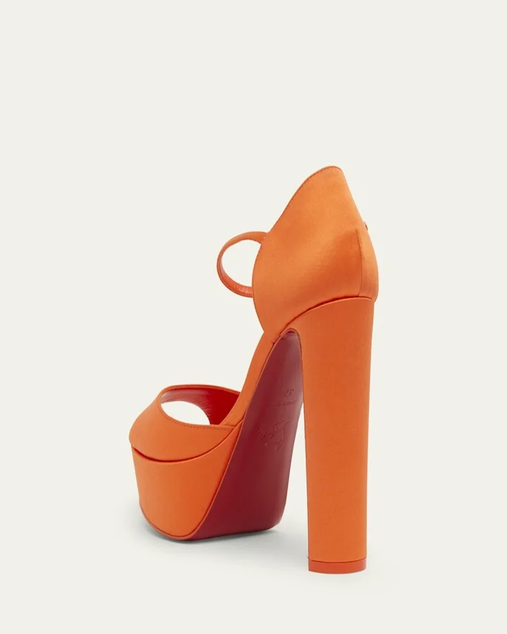 Sandaloo Silk Ankle-Strap Red Sole Platform Sandals - Image 6