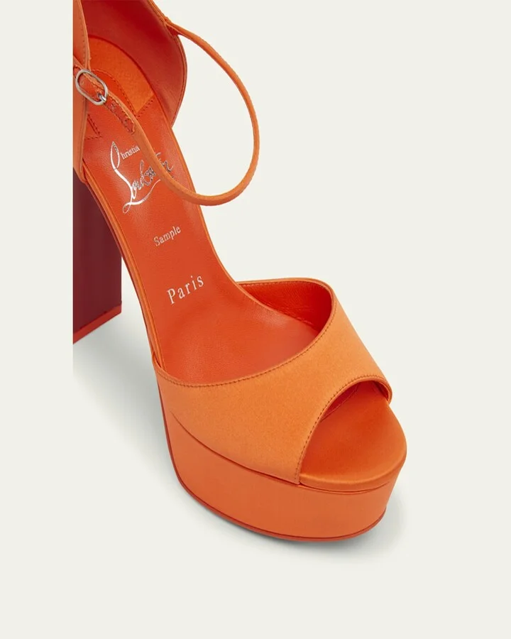 Sandaloo Silk Ankle-Strap Red Sole Platform Sandals - Image 11