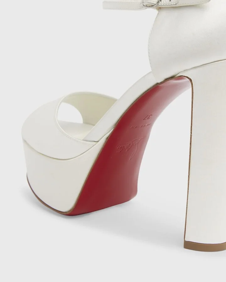 Sandaloo Silk Ankle-Strap Red Sole Platform Sandals - Image 2