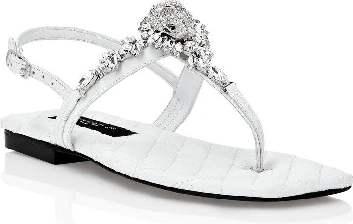 Sandals Flat Crystal Skull with Crystals