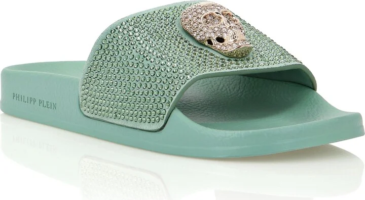 Sandals Flat Skull with Crystals