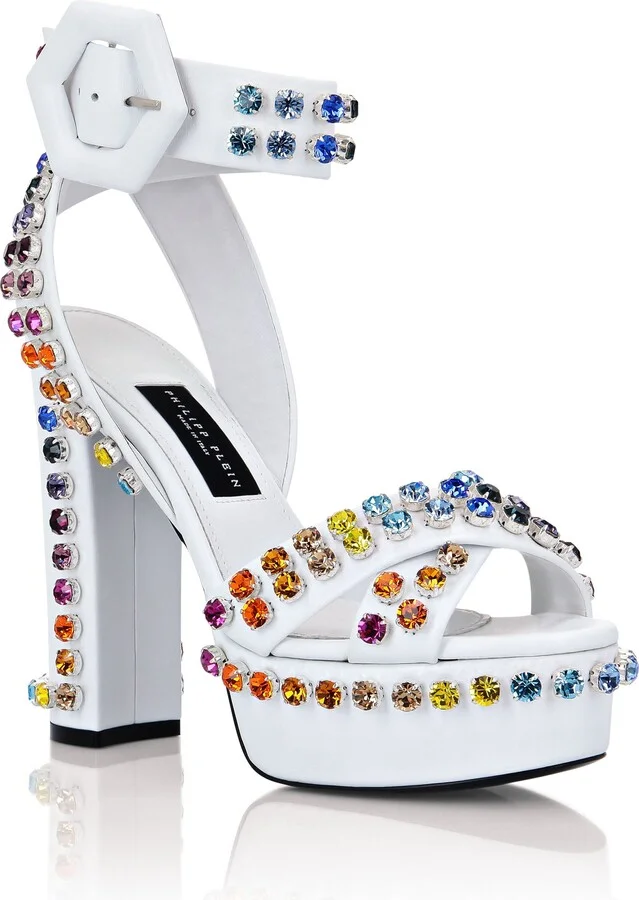 Sandals High Heels Multicolor with Crystals