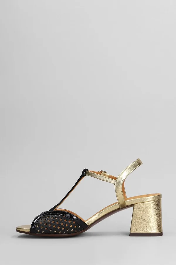 Sandals In Black Leather And Fabric - Image 3