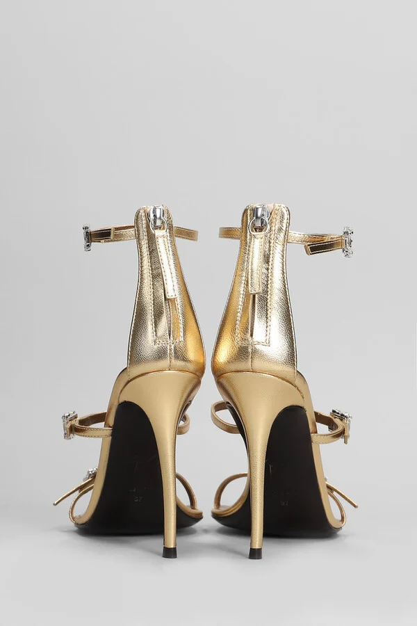 Sandals In Gold Patent Leather - Image 4