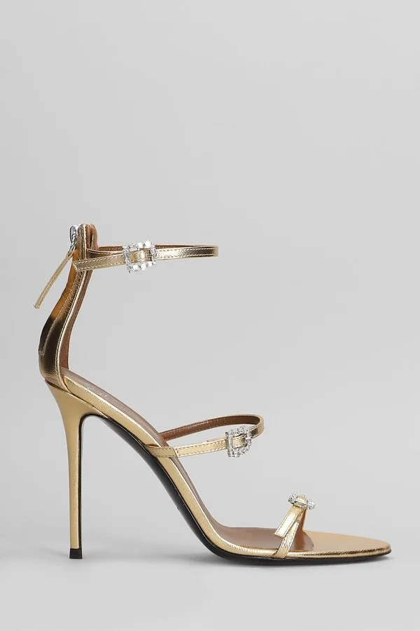 Sandals In Gold Patent Leather