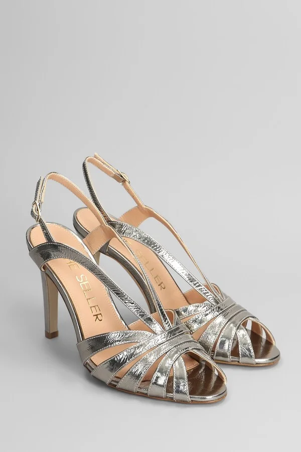 Sandals In Gunmetal Leather - Image 2