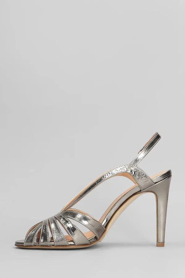 Sandals In Gunmetal Leather - Image 3