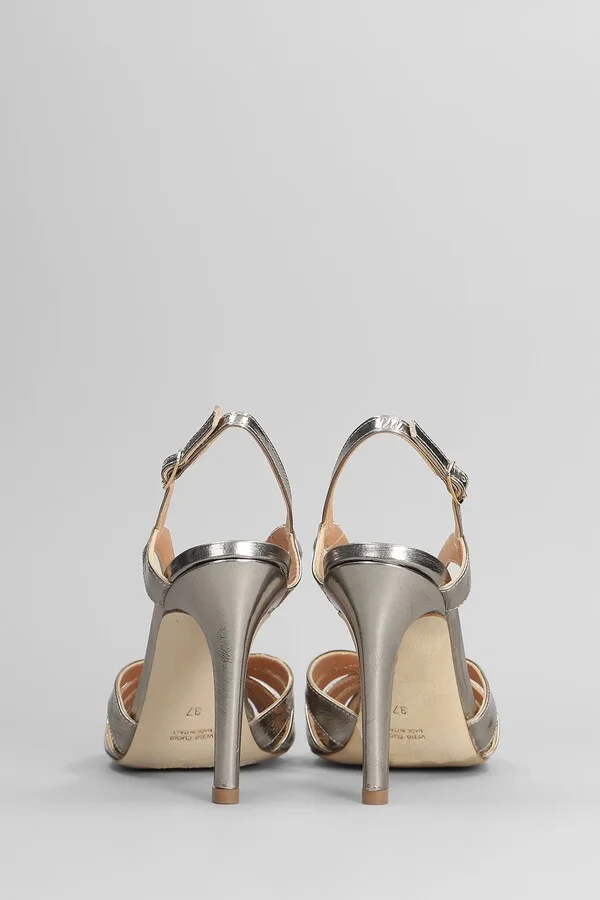 Sandals In Gunmetal Leather - Image 4