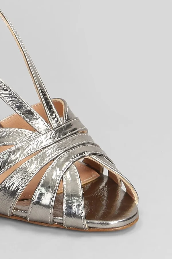 Sandals In Gunmetal Leather - Image 5