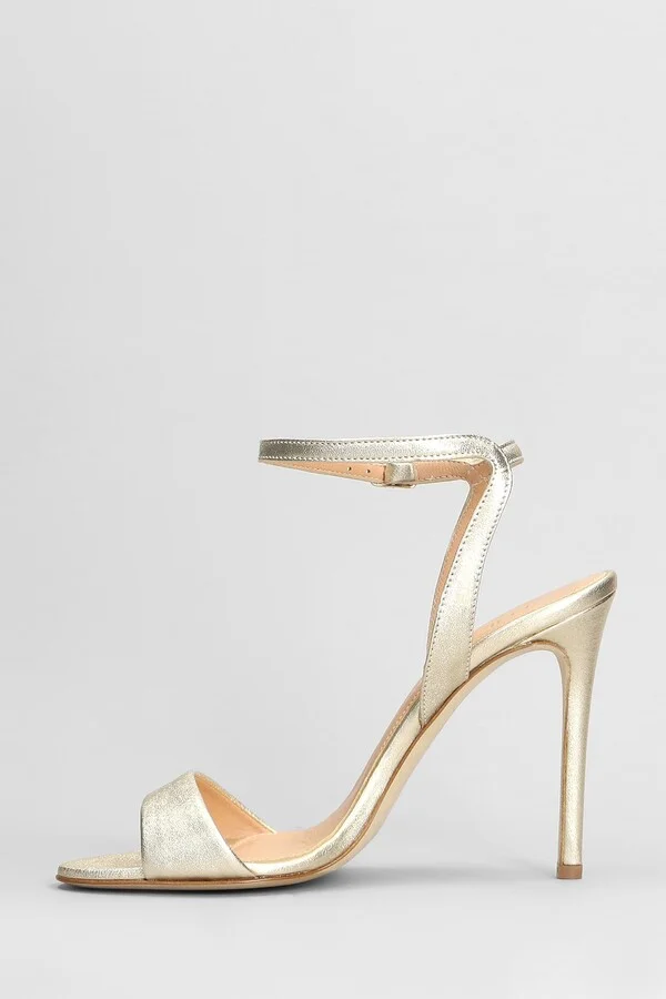 Sandals In Platinum Leather - Image 3