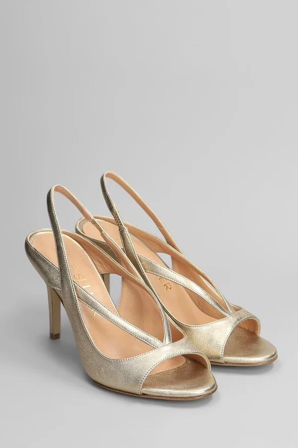 Sandals In Platinum Leather - Image 2