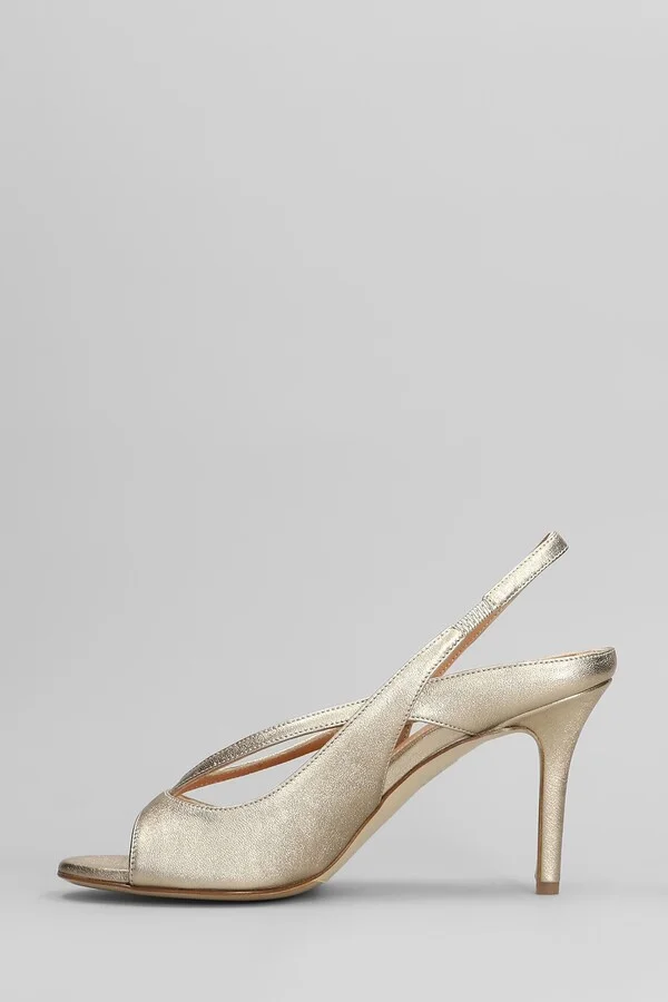 Sandals In Platinum Leather - Image 3