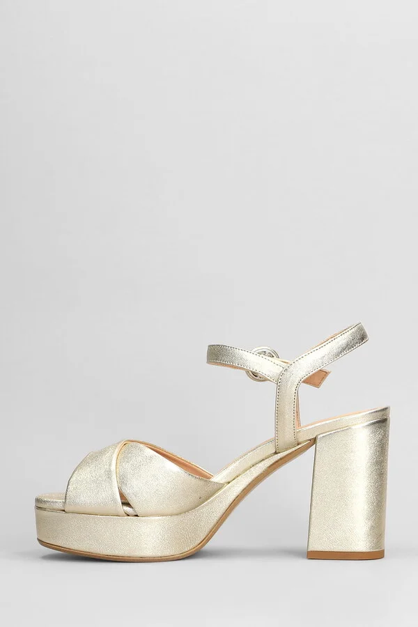 Sandals In Platinum Leather - Image 3