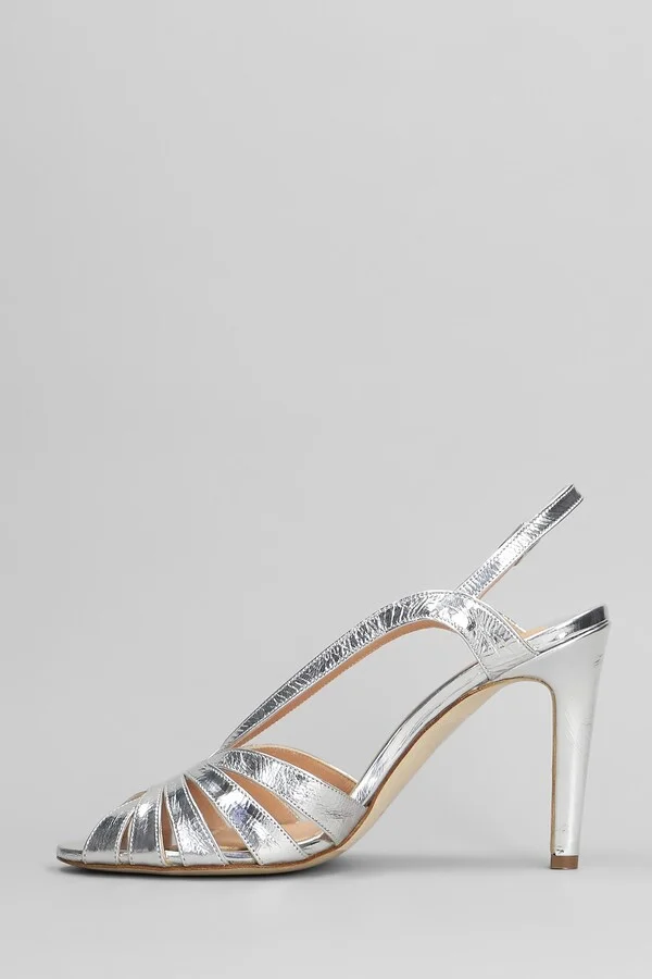 Sandals In Silver Leather - Image 3