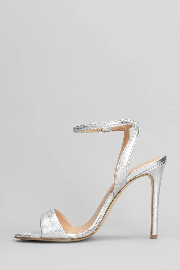 Sandals In Silver Leather - Image 3