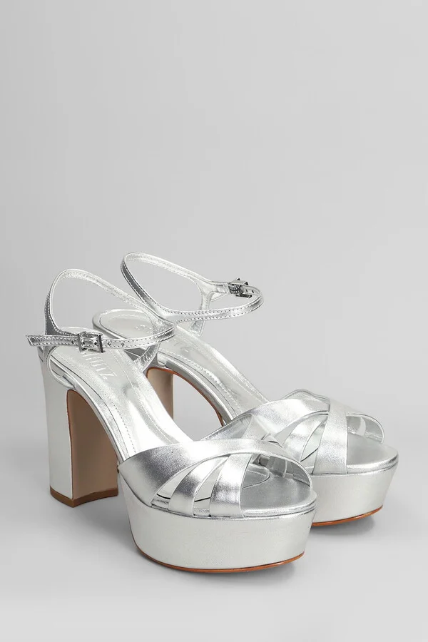 Sandals In Silver Leather - Image 2