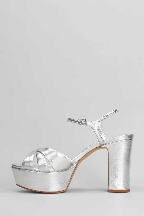 Sandals In Silver Leather - Image 3