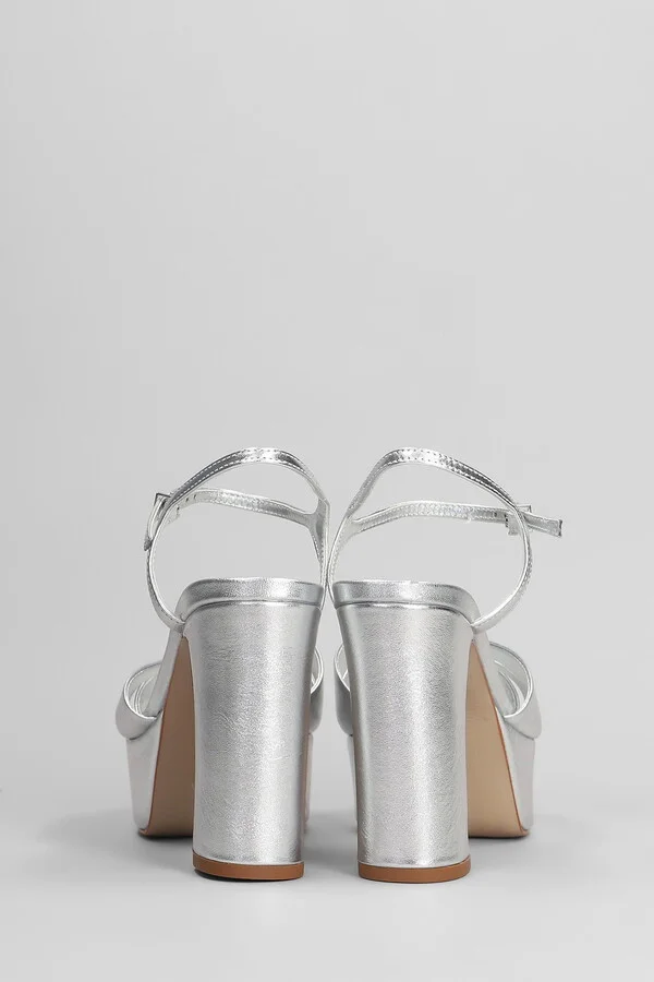 Sandals In Silver Leather - Image 4