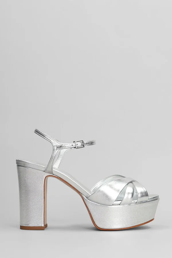 Sandals In Silver Leather