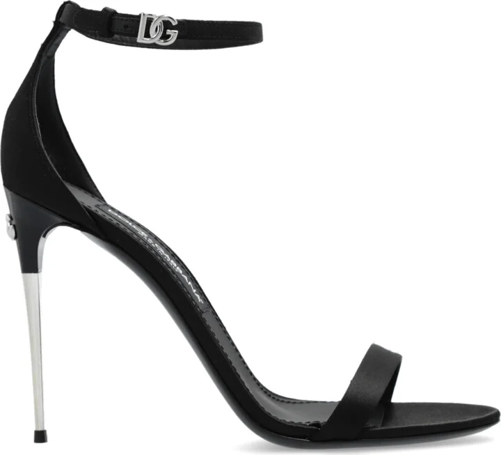 Sandals On Decorative Heel, , - Black