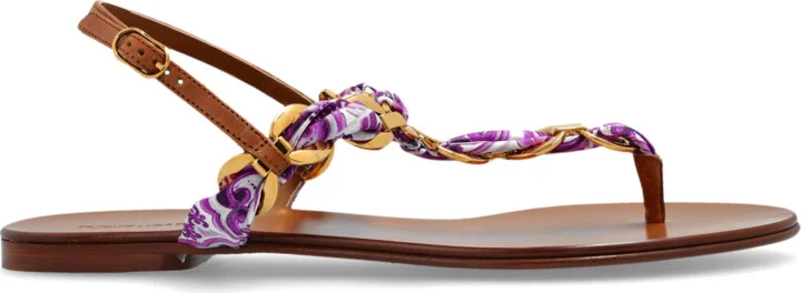 Sandals With A Brass Applique, , - Purple