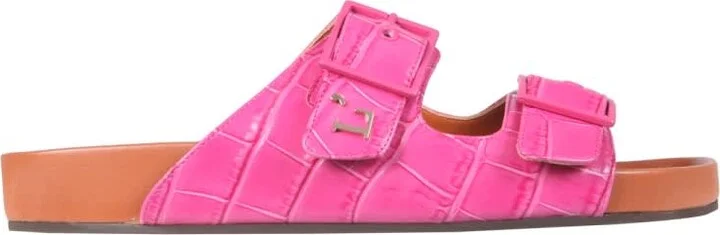 Sandals With Coconut Print Leather