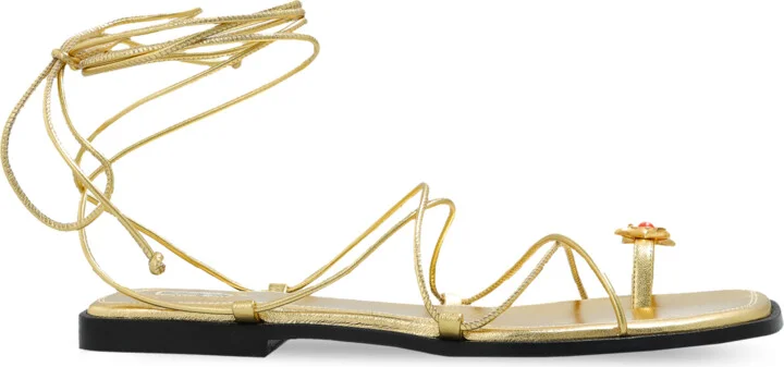Sandals With Decorative Application, , - Gold