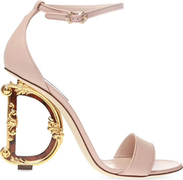 Sandals With Decorative Heel, , - Pink