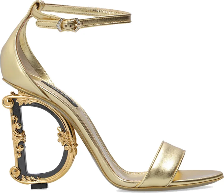 Sandals With Distinctive Heel, , - Gold