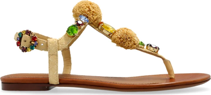 Sandals With Shimmering Embellishments, , - Beige