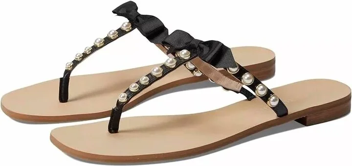 Sandpiper Bow/pearl Sandal In Black