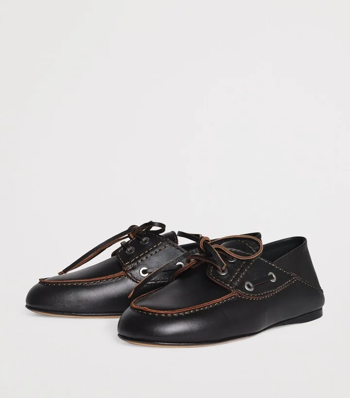 Sandro Paris Leather Boat Shoes - Image 2