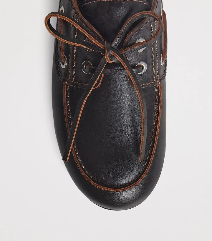 Sandro Paris Leather Boat Shoes - Image 4